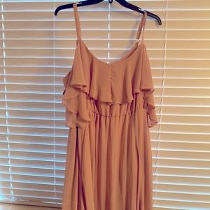 Blush pink cut out shoulder maxi dress